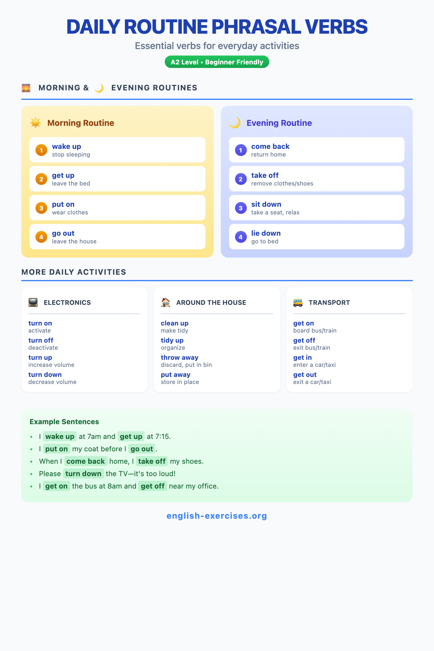 Daily Routine Phrasal Verbs